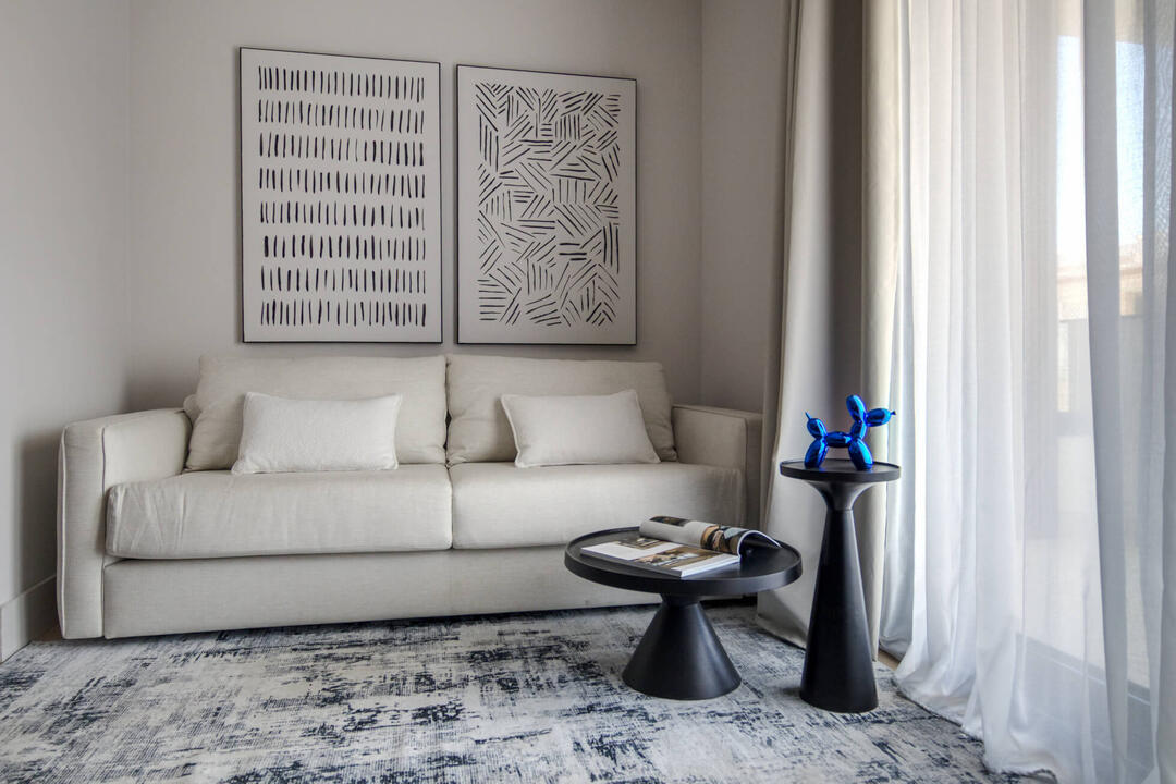 Only designer furniture and decorative details in AZULIS Apartments.
